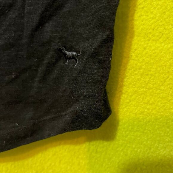 VS PINK L Open Back Tee Large Victoria’s Secret Black Short Sleeve - Picture 2 of 6